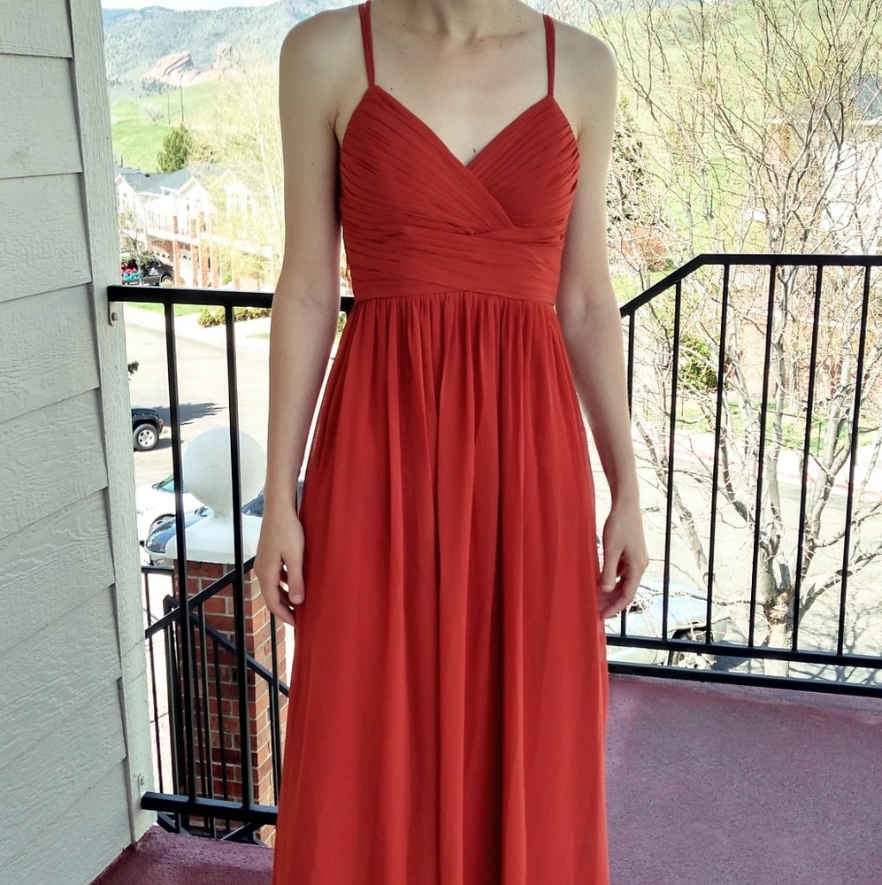 Renz Bridal Rust Chiffon Bridesmaid Wedding Dress